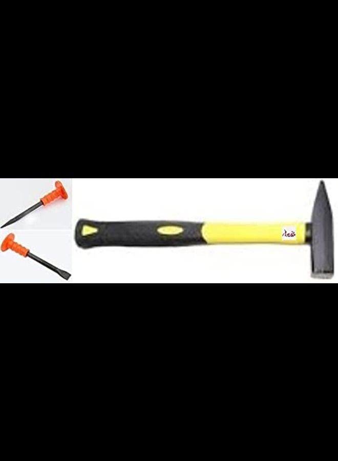 ABBASALI Mechanist Hammer 500gm & Rubber Grip Stone Chiesel Flat & Pointed - Image 1