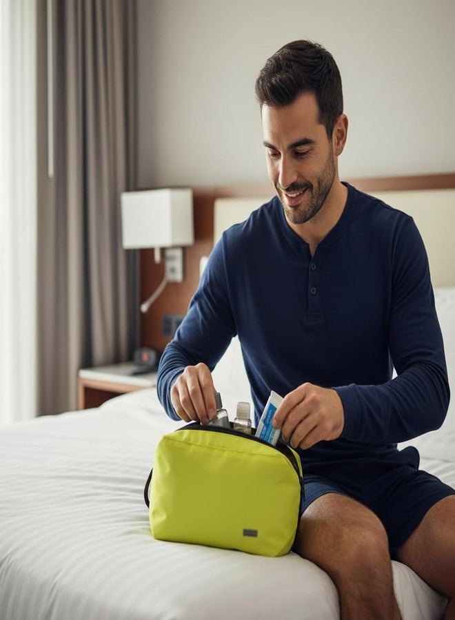 GOX Travel Toiletry Bag For Men, Dry Wet Separate Travel Toiletry Bag, Dopp Kit Case For Travel, Cosmetics Organizer Pouch (Lemon Lime) - Image 2