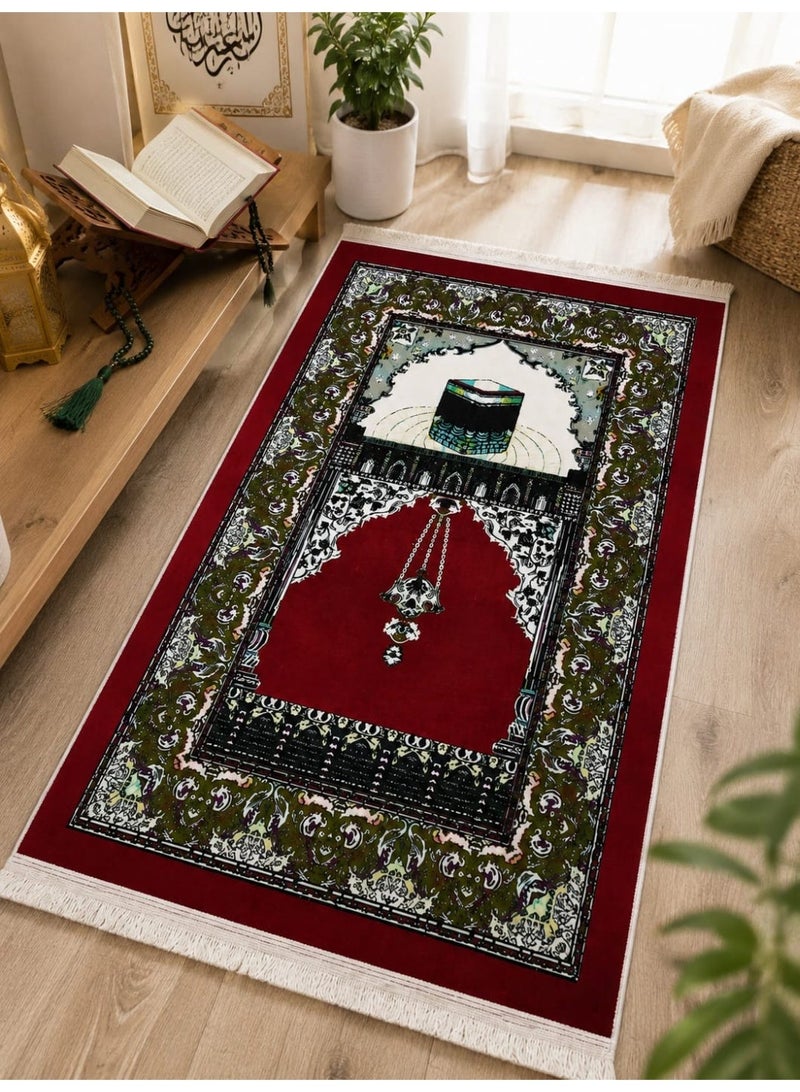 Lightweight Islamic Prayer Mat with Elegant Designs – Portable Travel Prayer Rug for Hajj & Umrah Gifts – Soft Fabric with Tassels – Multiple Colors & Patterns - Image 2
