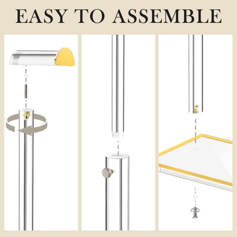 Jolboldy 2 Pack Acrylic Handbag Display Stand, Gold Trim Clear Purse Holder 14"-24" Adjustable Height Thicken Anti-slip Base, Purse Rack Hanging Evening Bags Clutch Jewelry for Table Closet Retail Vendors - Image 5