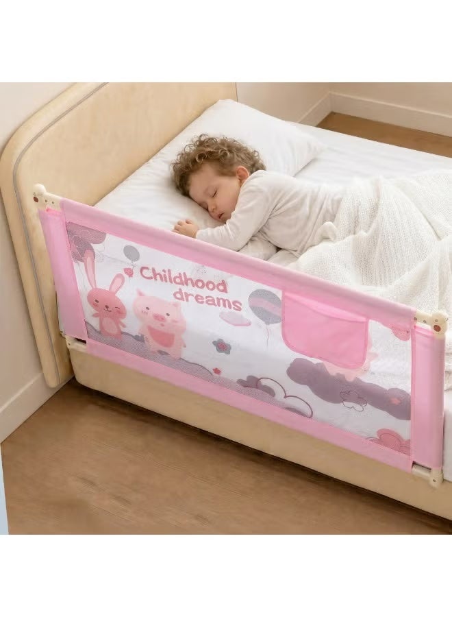 Toddler Bed Safety Rail Guard 150cm Adjustable Bedside Safety Barrier for Kids & Babies with Breathable Mesh and Secure Lock System - Image 1