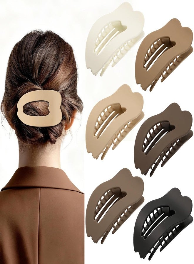 Interesse 6 PCS Flat Hair Clips for Women, French Large Flat Claw Clips for Thick Thin Hair, Strong hold No Slip Classic Duckbill Hair Claw Clips Hair Accessories for Girls (Matte Neutral) - Image 1