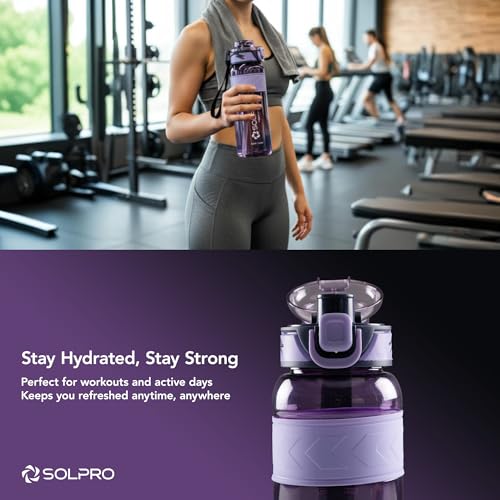 Solpro Agua Spain Sipper Water Bottle 1000 ml Leakproof BPA Free, Sipper Bottle for Kids, Men, Women, Adults for School, Office, College, Travel, Gym, Workout, Outdoor, Camping (Purple/Purple) - Image 5