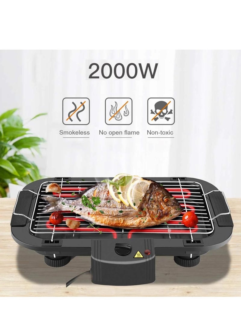 Bluelans Smokeless Indoor Electric Grill BBQ, Non-stick tabletop griller Plate with Adjustable Temperature Control，2000W  - Image 1