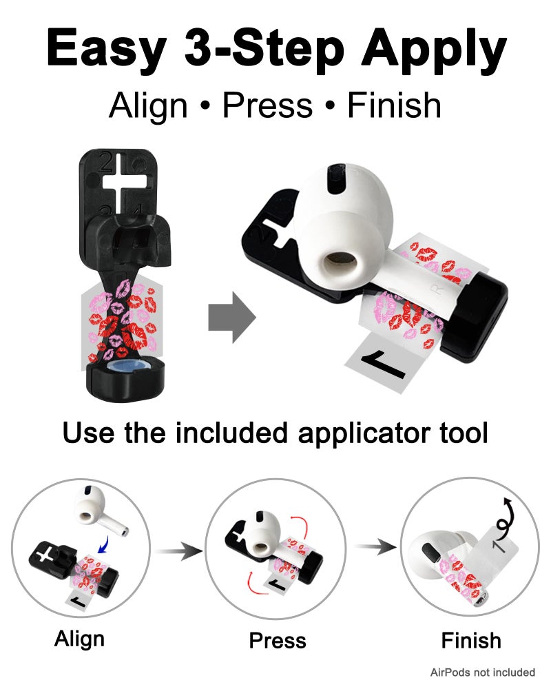 RockMax for AirPods 4/Pro/Pro 2/Pro 3 Skin, Universal Decal Sticker for Air Pods Custom, Compatible with AirPods Case Pink, Durable Tattoo Wrap, Easy to Identify - Image 3