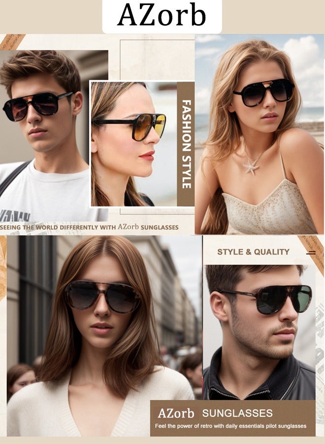 AZorb Retro Aviator Sunglasses Men Women Fashion Polarized Men's Sunglasses Square Sun Glasses for Eye UV Protection Shades Yellow - Image 5