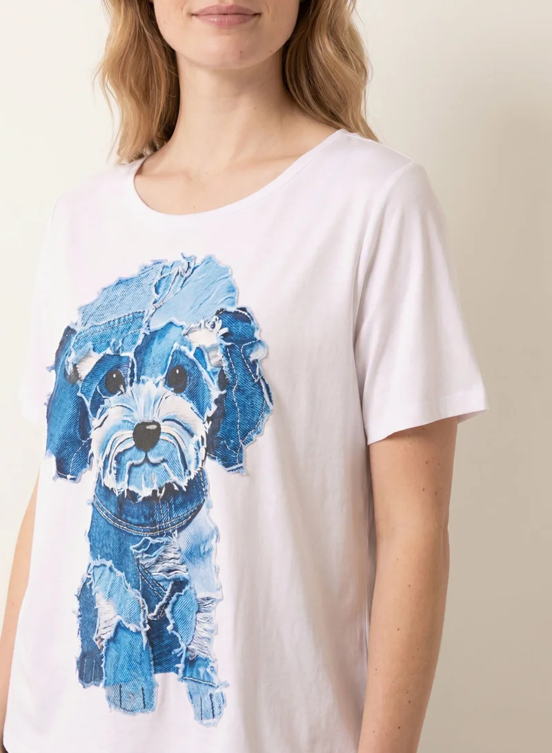 بلو فانيلا Patchwork Denim Dog Top
