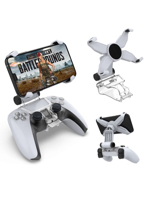 Mobile Phone Game Clip for PS5 Controller, Wireless Gamepad Stand with Adjustable Phone Swivel Stand Compatible with PlayStation 5 Dualsense Controllers