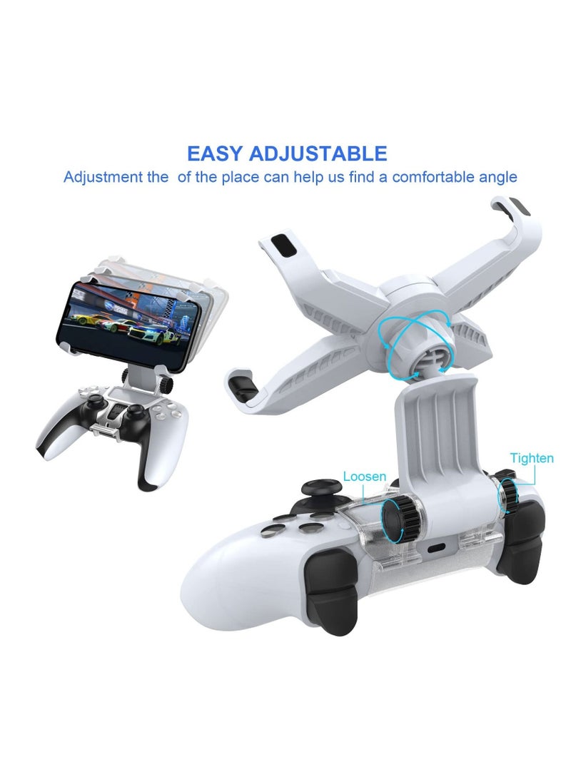 Mobile Phone Game Clip for PS5 Controller, Wireless Gamepad Stand with Adjustable Phone Swivel Stand Compatible with PlayStation 5 Dualsense Controllers