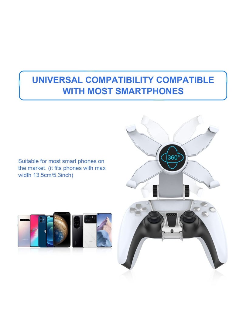 Mobile Phone Game Clip for PS5 Controller, Wireless Gamepad Stand with Adjustable Phone Swivel Stand Compatible with PlayStation 5 Dualsense Controllers