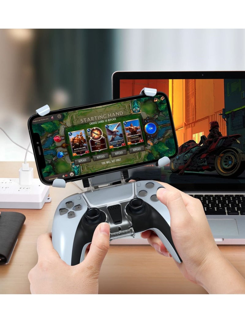 Mobile Phone Game Clip for PS5 Controller, Wireless Gamepad Stand with Adjustable Phone Swivel Stand Compatible with PlayStation 5 Dualsense Controllers