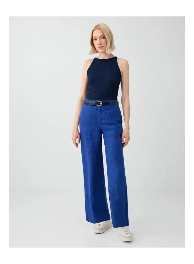 Jimmy Key Cobalt 100% Linen Normal Waist Woven Pants.