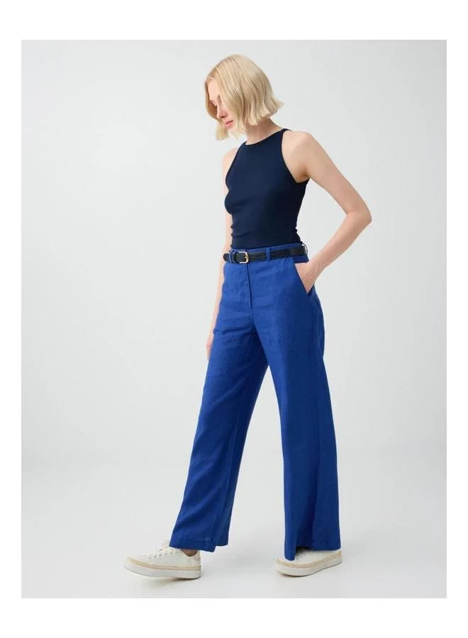 Jimmy Key Cobalt 100% Linen Normal Waist Woven Pants.