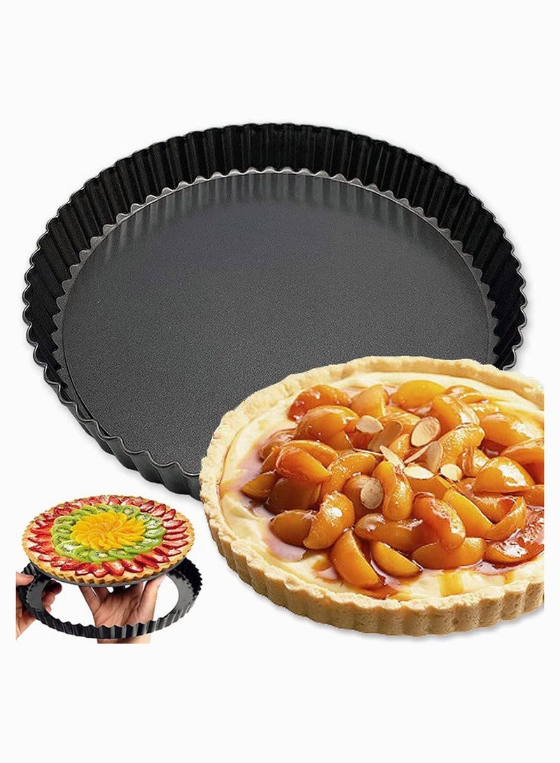 Tart Pans, Non-sticks Quiche 9 Inches Removable Loose Bottom Tart Pie, Round Baking Dish Pan for Kitchen Cooking Baking 2 Pack  - Image 1