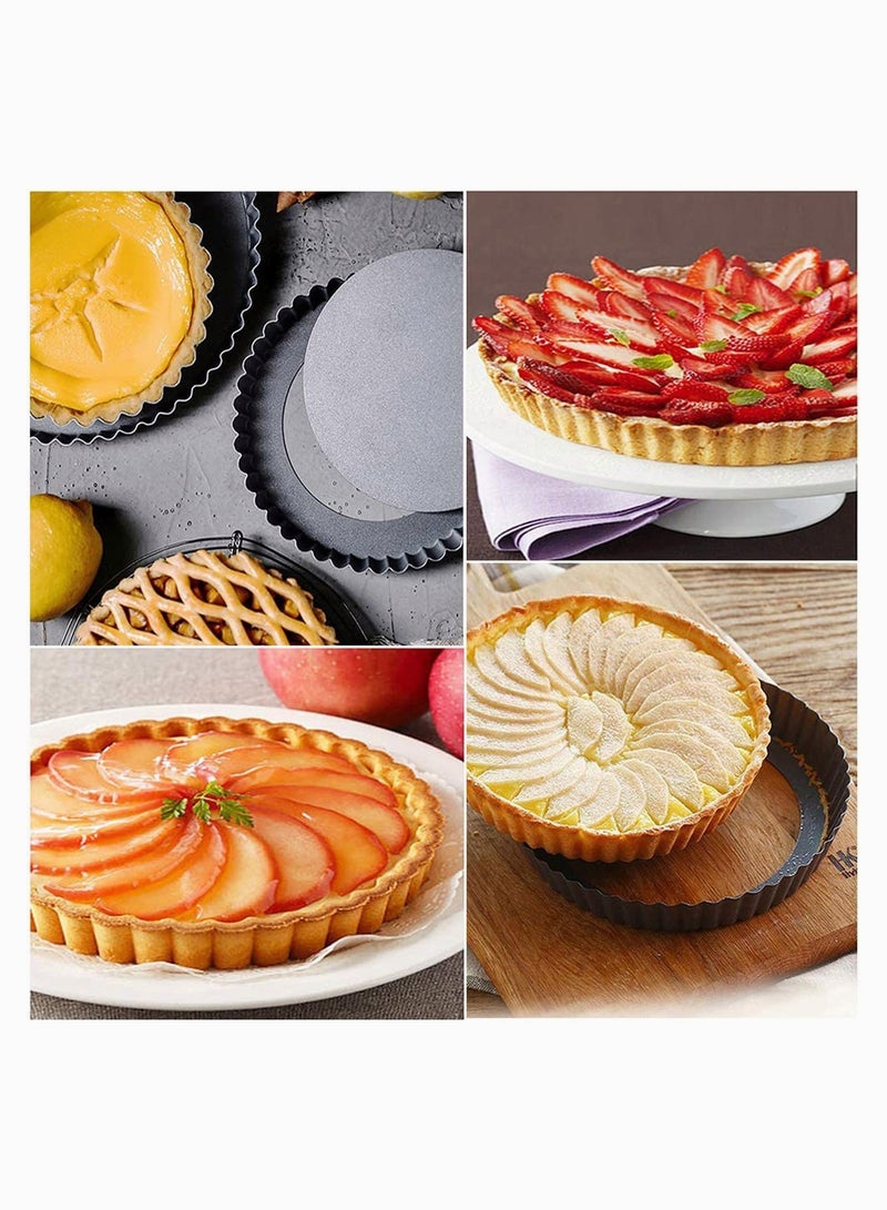 Tart Pans, Non-sticks Quiche 9 Inches Removable Loose Bottom Tart Pie, Round Baking Dish Pan for Kitchen Cooking Baking 2 Pack  - Image 5