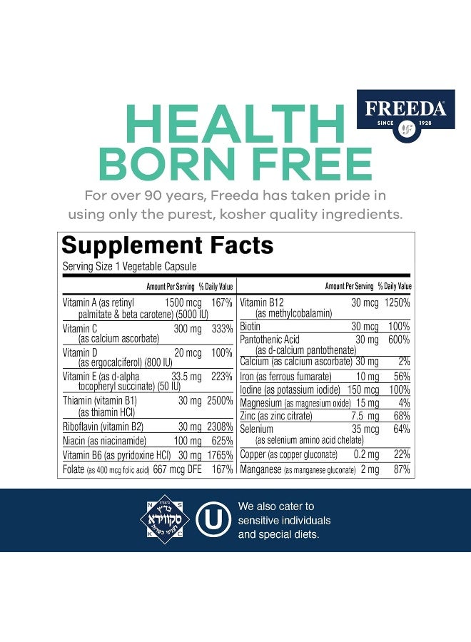 Freeda فريدا ملتي فيتامين يوميًا - كوينتابس-م مع الحديد - مكملات الفيتامينات المتعددة الحلال لصحة النساء - فيتامينات متعددة للنساء والرجال البالغين الذين يعانون من نقص الحديد (250) - Image 3