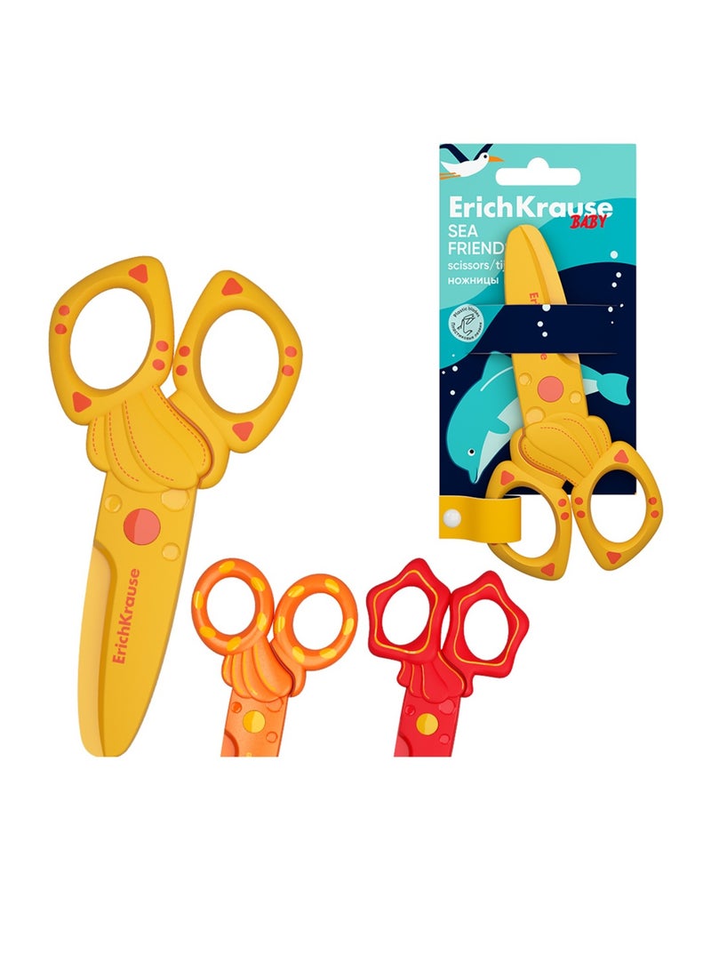 ErichKrause 1-Piece Sea Friends Plastic Kids Scissors Assorted Colours - Image 1