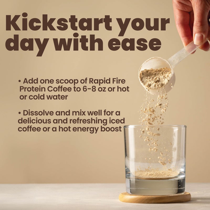 Rapid Fire Protein Coffee, with 10g of Protein with Collagen, Promotes Muscle Growth, Supports Energy, Hot or Cold, Keto Friendly, 100% Robusta Coffee, 15 Servings, Original Blend, Medium Roast - Image 4