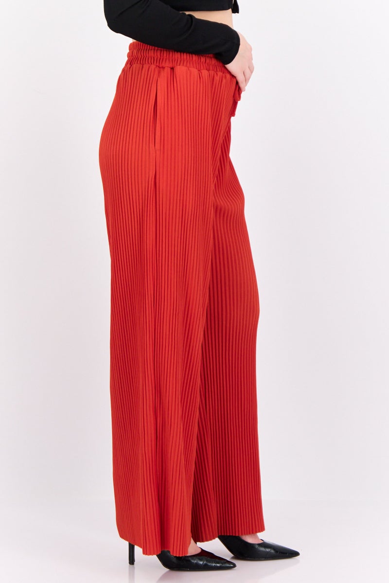 The Giving Movement Women Regular Fit Embroidered Logo Wide Leg Pants, Rust - Image 3