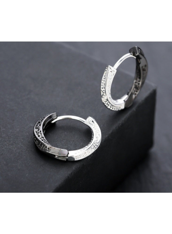 LATEEN 1 Pair Men Earring Stainless Steel Hoop Earring Huggie Earring - Image 1