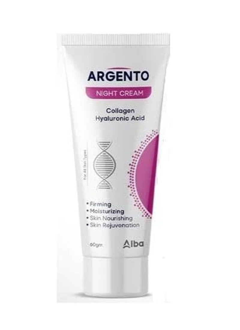 ARGENTO Night cream collagen & hyaluronic acid 60gm  - Image 1