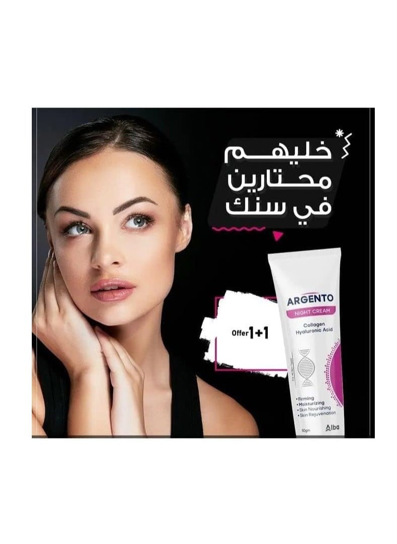 ARGENTO Night cream collagen & hyaluronic acid 60gm  - Image 3