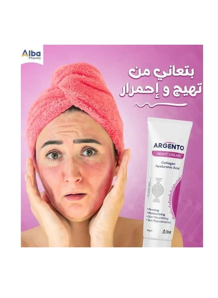ARGENTO Night cream collagen & hyaluronic acid 60gm  - Image 4