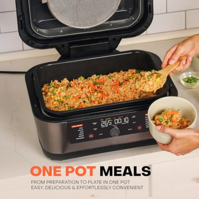 3-in-1 Grill, Airfryer Multicooker Smart Thermometer, 6 Cooking Modes, Sizzle Max 265C High Heat, Healthy Ceramic Nonstick, One-Pot Meals, Bake, Roast, Steam, Slow Cook, Sous Vide - Image 5