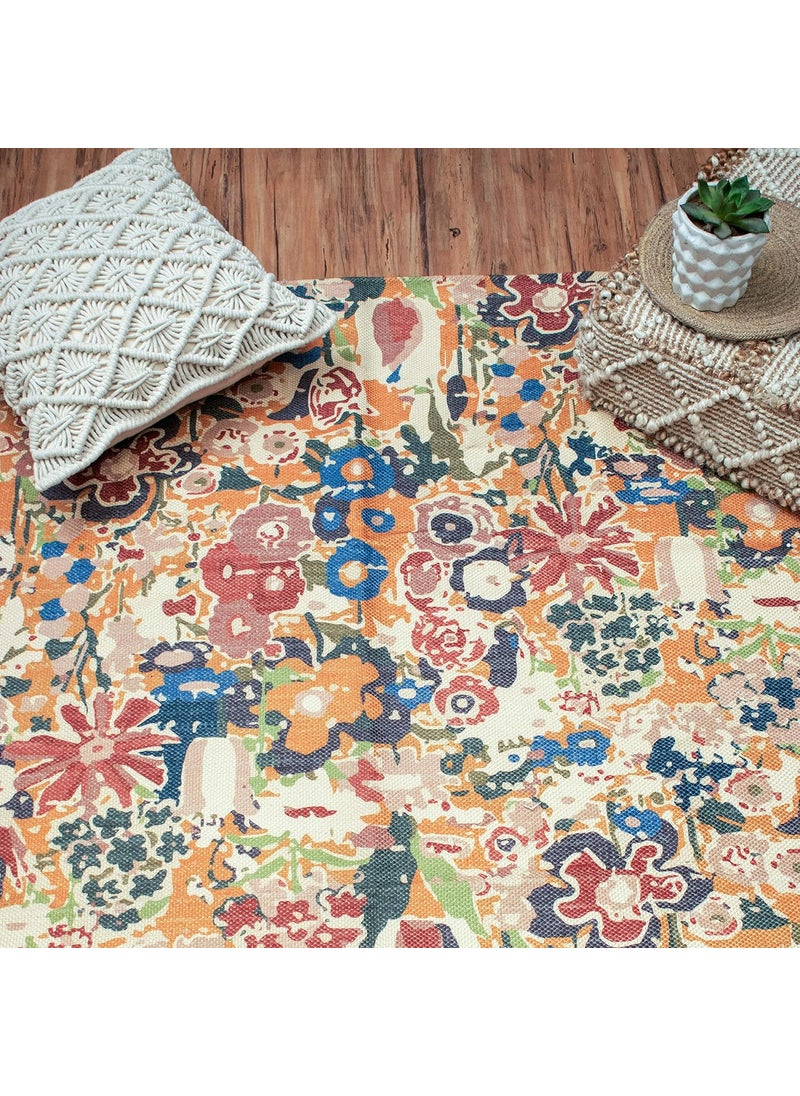 HOMADORN HOMADORN Handmade Sustainable PET Recycled Printed Modern Bohemian DhurrieRugsCarpet for Living Room Drawing RoomBedroom Bedside Runner Design 15 2 FEET X 5 FEET  - Image 1