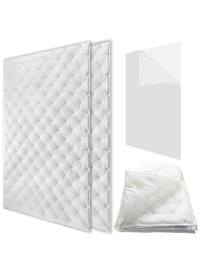 TroyStudio Self-adhesive Sound Absorbing Cotton Sheet, 31.5 x 19.5 x 0.8 inches 2 pcs Studio Foam Blanket for Recording, Car, HVAC, White Acoustic Foam Panels Noise Dampening Material for Wall Door - Image 1