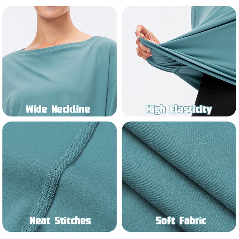 Workout Shirts for Women Loose Quick Dry Stretch Long Sleeves Yoga T-Shirt Tops - Image 5