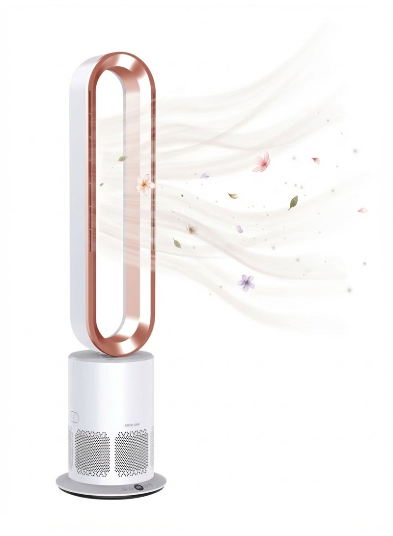 جرين ليون مبرد هواء محمول مع تنقية الهواء، تحكم عن بُعد، زر لمس، مؤقت من 1 إلى 9 ساعات، محرك بدون شفرات وآمن بدون فرش، اهتزاز 80°، مبرد هواء قابل للشحن مع 10 مستويات سرعة وضوضاء منخفضة - أبيض - Image 1