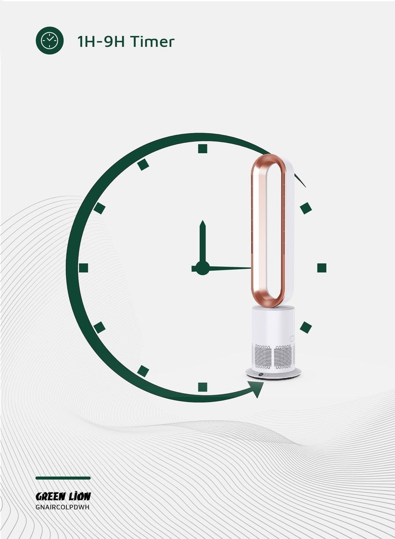 جرين ليون مبرد هواء محمول مع تنقية الهواء، تحكم عن بُعد، زر لمس، مؤقت من 1 إلى 9 ساعات، محرك بدون شفرات وآمن بدون فرش، اهتزاز 80°، مبرد هواء قابل للشحن مع 10 مستويات سرعة وضوضاء منخفضة - أبيض - Image 4