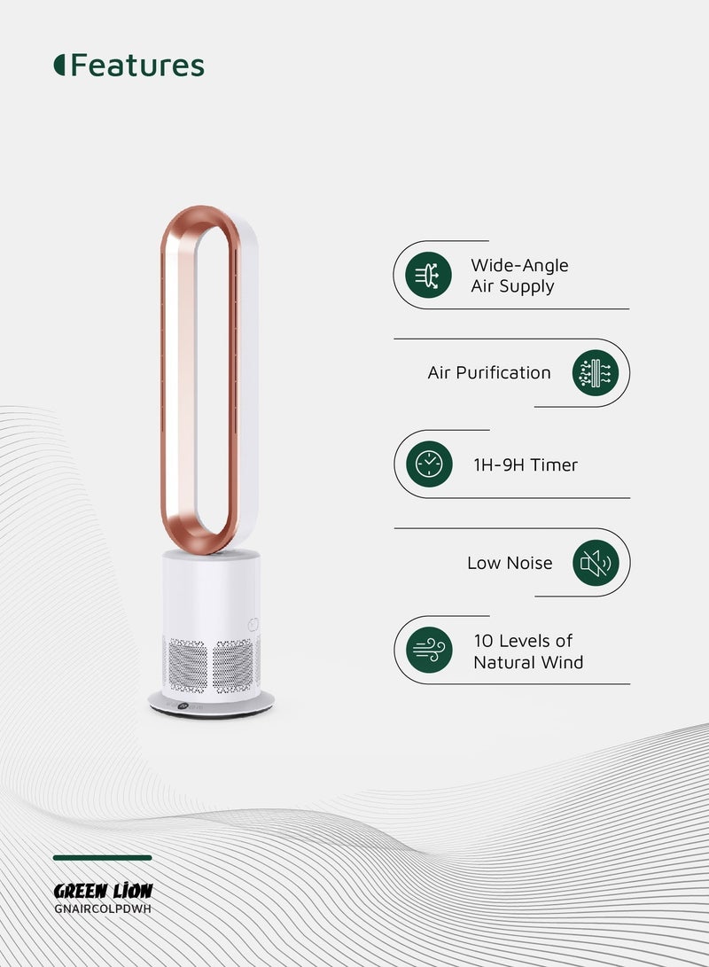 جرين ليون مبرد هواء محمول مع تنقية الهواء، تحكم عن بُعد، زر لمس، مؤقت من 1 إلى 9 ساعات، محرك بدون شفرات وآمن بدون فرش، اهتزاز 80°، مبرد هواء قابل للشحن مع 10 مستويات سرعة وضوضاء منخفضة - أبيض - Image 2
