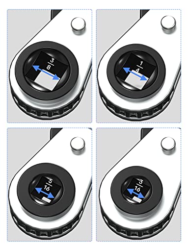 Ullnosoo HVAC Service Wrench, Refrigeration Ratcheting Curved Wrench 3/8” 1/4” 5/16'' 3/16'' AC Wratchet Tool with Hex Bit Adapter UIInosoo for Air Conditioning, Refrigeration Equipment, Gas Furnace - Image 3