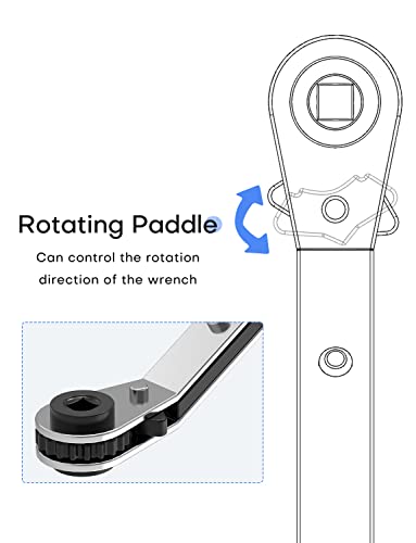 Ullnosoo HVAC Service Wrench, Refrigeration Ratcheting Curved Wrench 3/8” 1/4” 5/16'' 3/16'' AC Wratchet Tool with Hex Bit Adapter UIInosoo for Air Conditioning, Refrigeration Equipment, Gas Furnace - Image 5