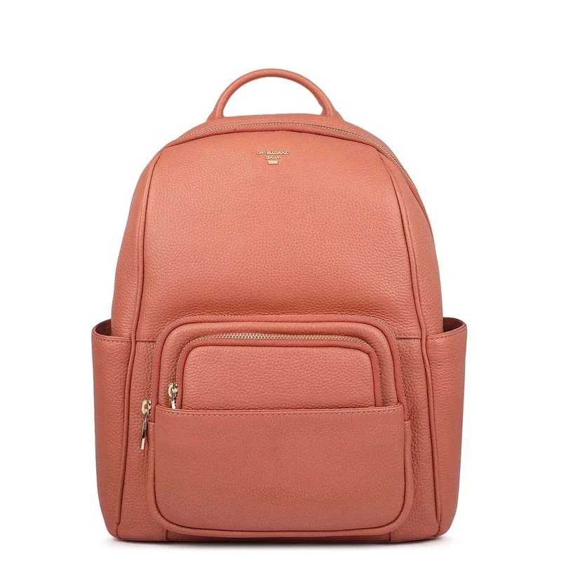 Da Milano Da Milano Wax-Finish Leather Backpack with Zip Closure - Terracotta (LBP-0339A)