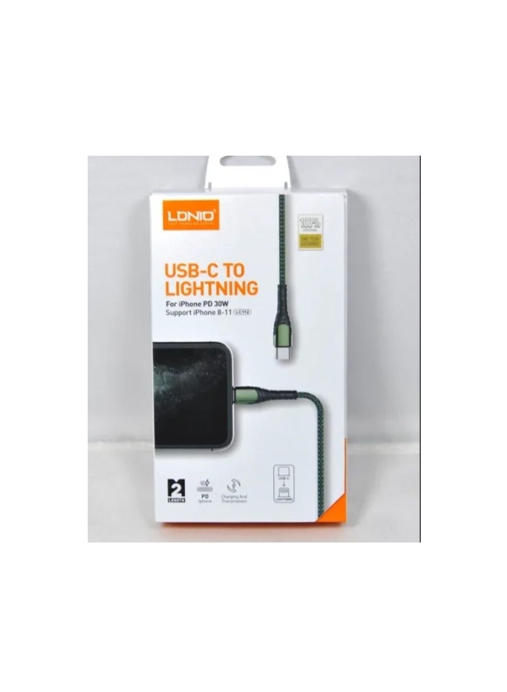 لدينو سلك شاحن قماش تايب سي الى Lightning 2 M بي دي رمادي - Image 1