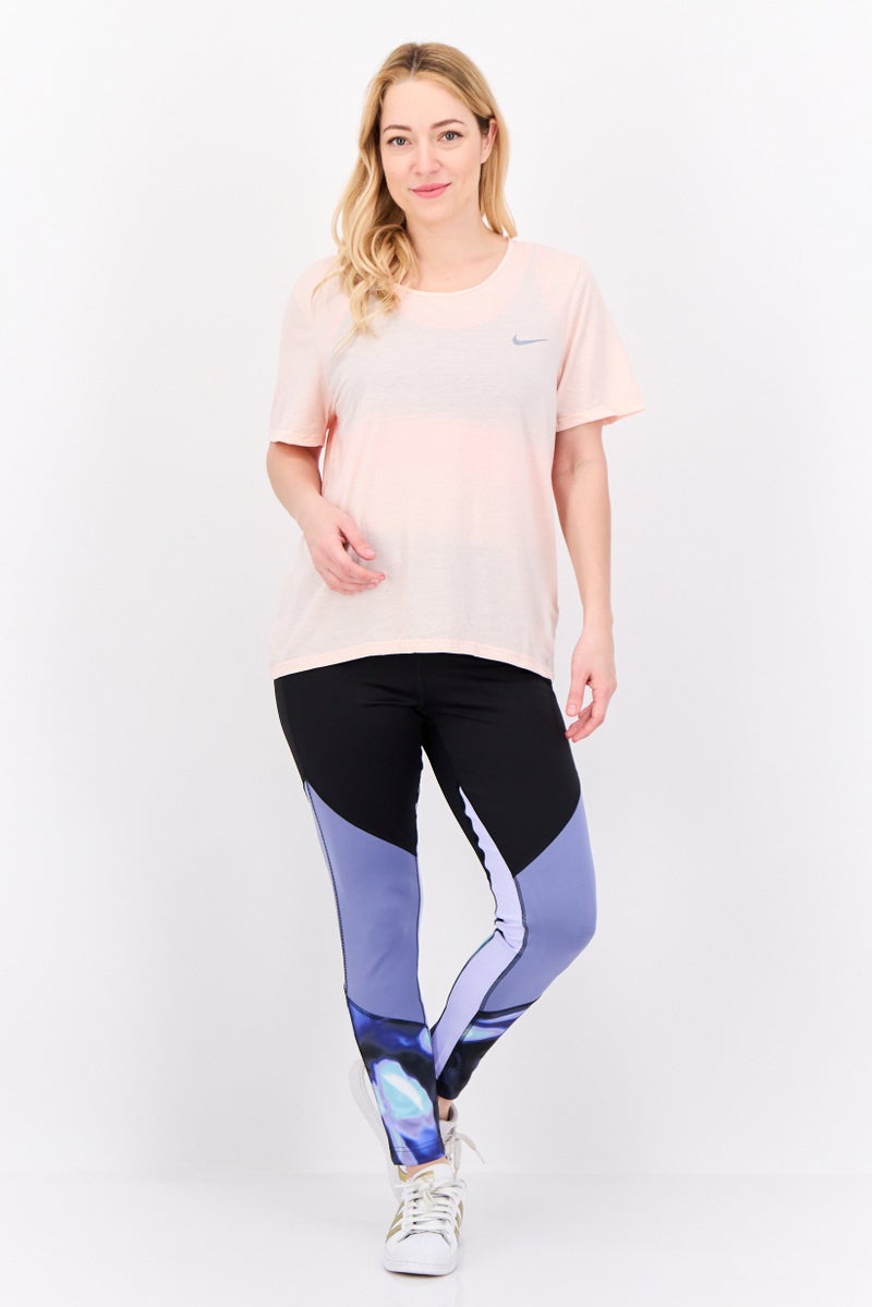 Nike Women Dri Fit Short Sleeve Running Tops, Peach - Image 2