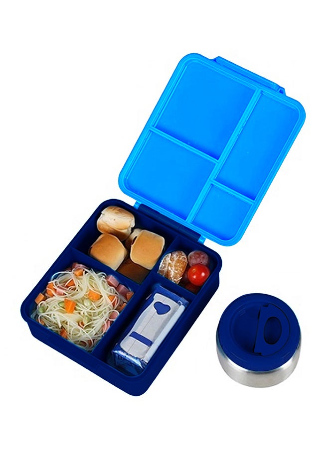 Eazy Kids Eazy Kids Jumbo Bento Lunch Box with Lunch Bag and Thermos & Dip Jar- Blue  - Image 5