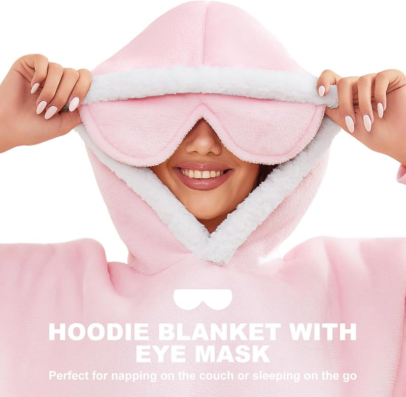 Gentlewarm Store هودي بطانية قابلة للارتداء للبالغين النساء والرجال، هودي شيربا فليس دافئ وناعم بحجم كبير مع جيب عملاق للحيوانات الأليفة - Image 2