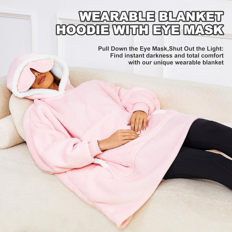 Gentlewarm Store هودي بطانية قابلة للارتداء للبالغين النساء والرجال، هودي شيربا فليس دافئ وناعم بحجم كبير مع جيب عملاق للحيوانات الأليفة - Image 3