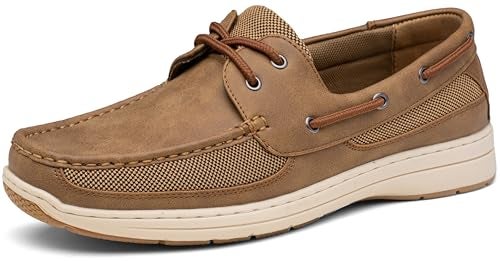 Vostey Men's Boat Shoes Slip On Stylish Casual Loafers Shoes(BMY3003 tan 10) - Image 1