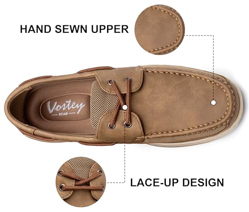 Vostey Men's Boat Shoes Slip On Stylish Casual Loafers Shoes(BMY3003 tan 10) - Image 4