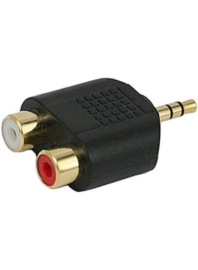 Male Stereo to Dual 2 RCA Female Y Splitter Audio Adapter Converter (Gold, 3.5mm)
