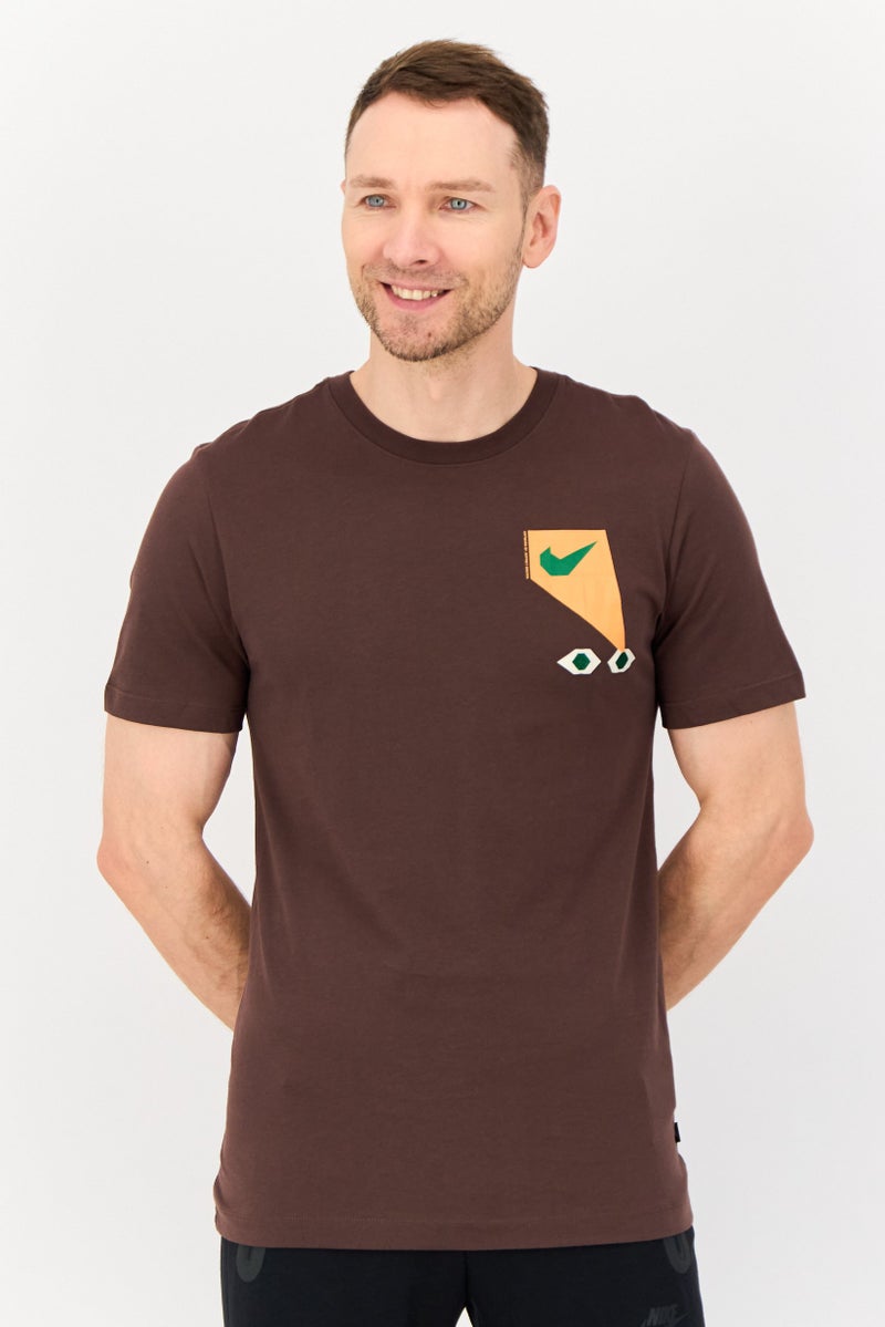 Nike Men Sportswear Fit Short Sleeves Outdoor T-Shirt, Coffee Brown - Image 1