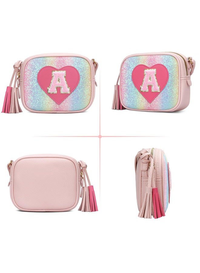 kkxiu Birthday Gifts for Girls Initial Toddler Purse Cute Kids Crossbody Bag, Shine, Small, A - Image 4