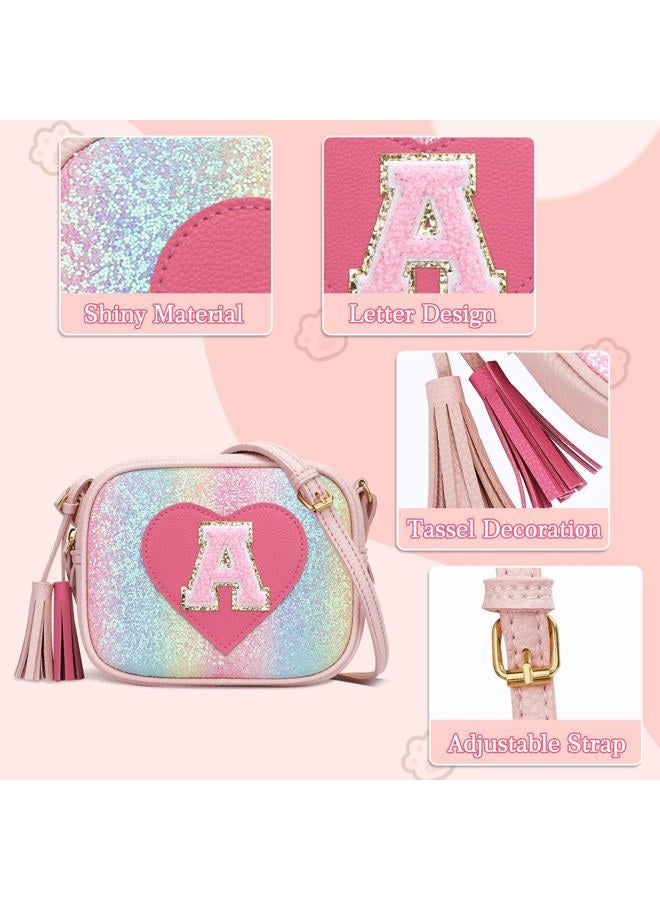 kkxiu Birthday Gifts for Girls Initial Toddler Purse Cute Kids Crossbody Bag, Shine, Small, A - Image 5