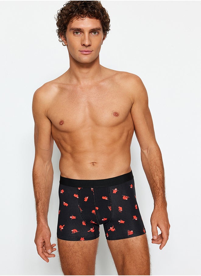 trendyol 3-Piece Multi-Colored Animal Patterned-Plain Pack Cotton Couple Boxers TMNAW24BX00018  - Image 5