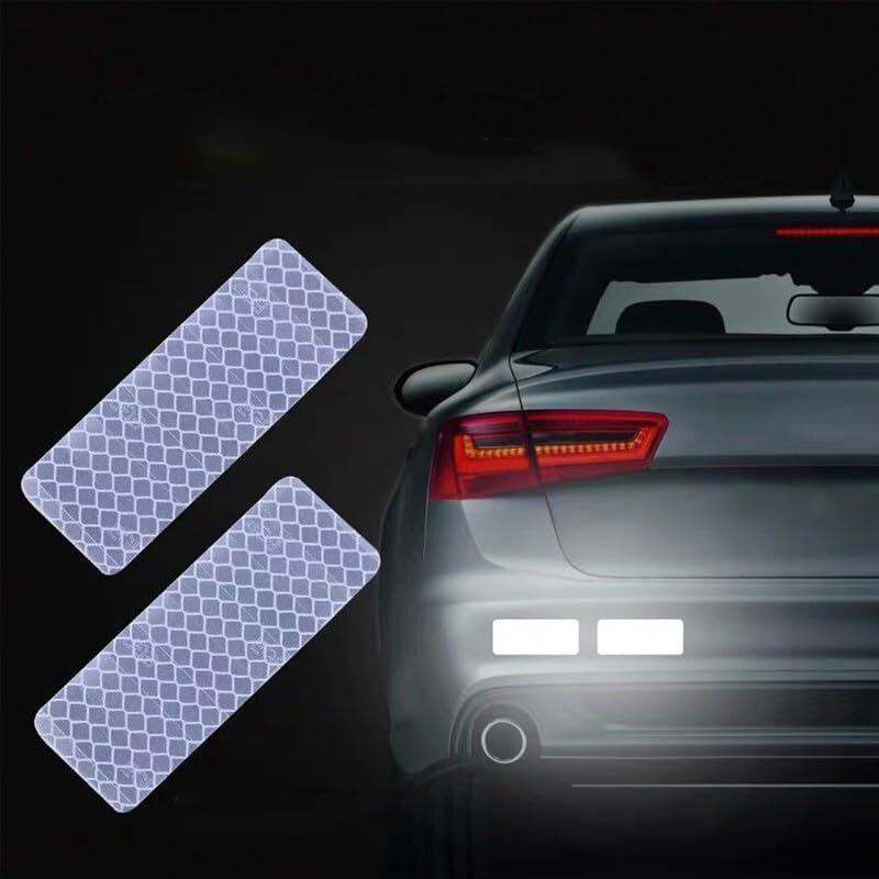 VADDA Universal Reflective Car Stickers 10 Pcs, Rectangular Stripe Stickers for Cars, Trucks, Bikes, Bicycle, Night Visibility Vehicle Safety Reflectors for Car Bumper, Hood, Fender & Door - White - Image 1